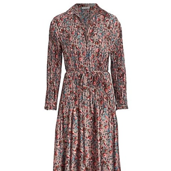 Vince Dresses Vince Berry Blooms Pleated Shirt Dress V97851565